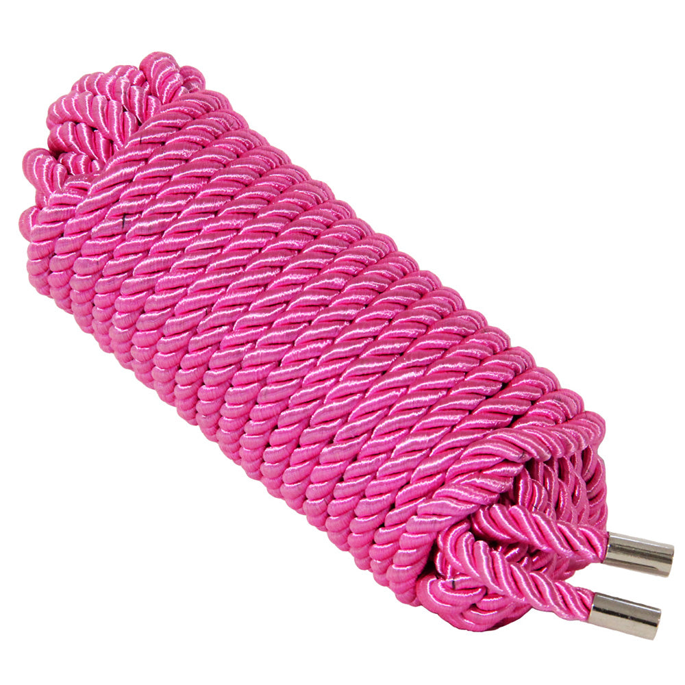 Love In Leather Satin Bondage Rope 10 Metre - Hot Pink