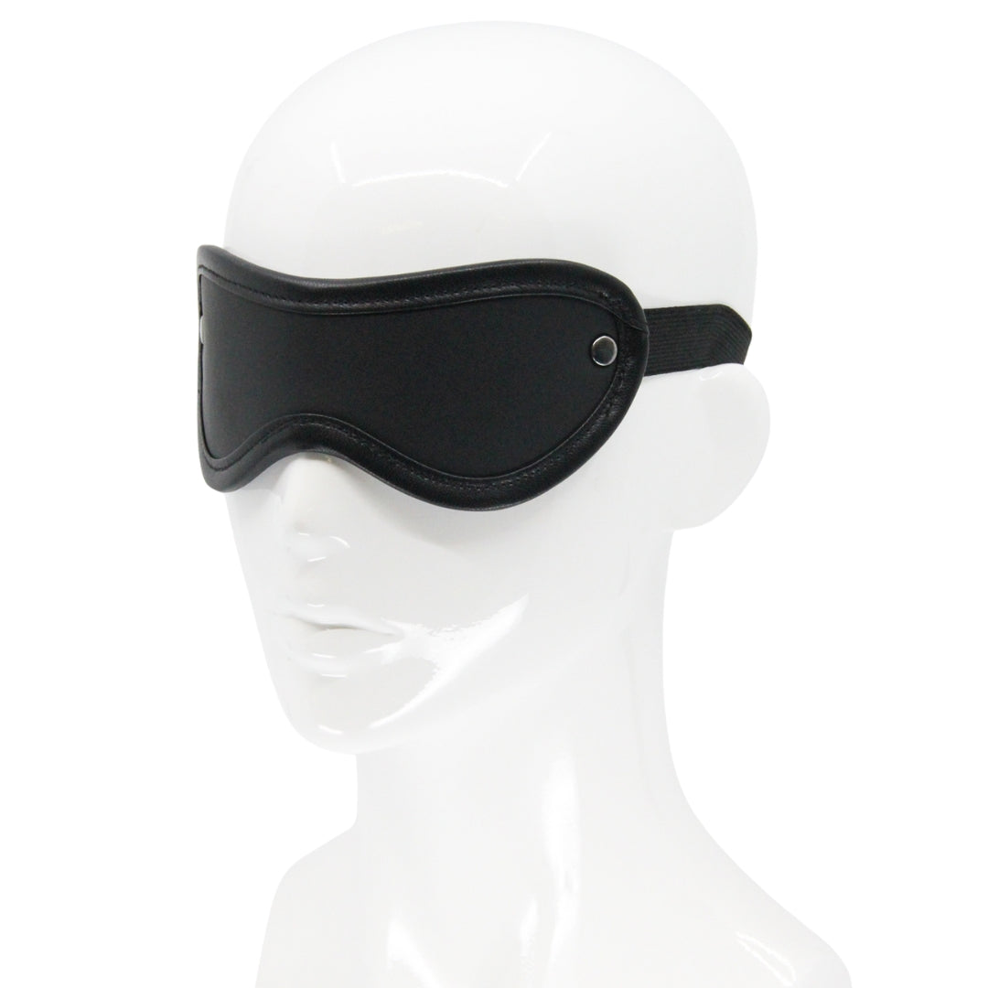Love In Leather Premium Leather Blindfold Pewter Hardware 048