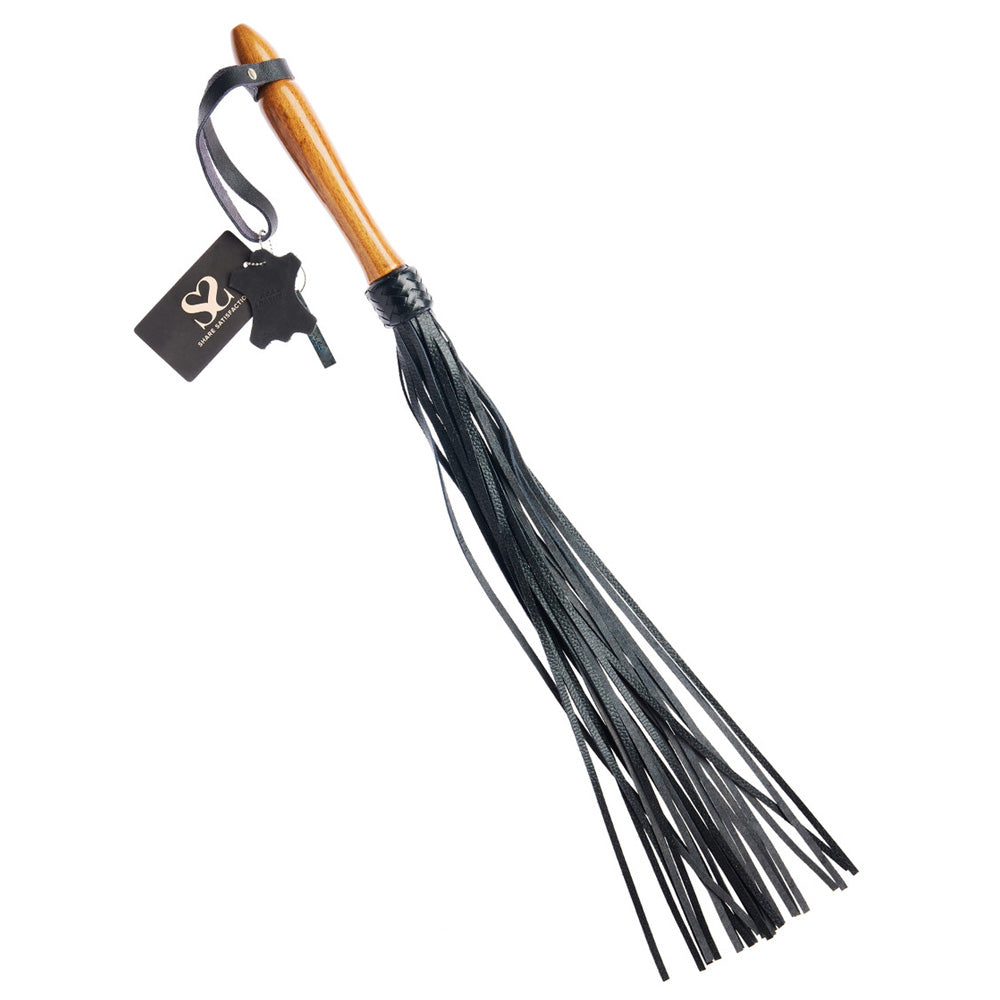 Share Satisfaction Bound X Textured Leather Flogger With Wooden Handle