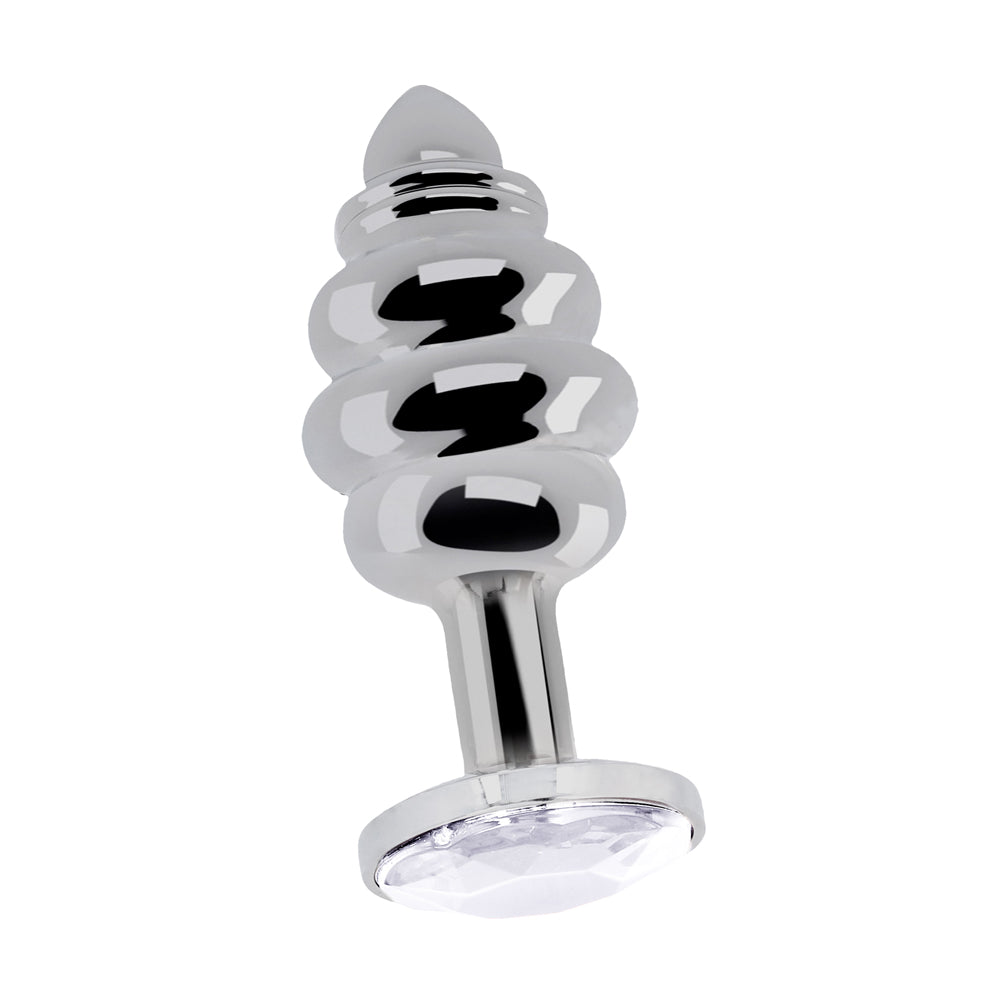 Shots Rich Ribbed Diamond Metal Butt Plug 3.1 Inch | Silver Pleasure Chest Shots Rich Ribbed Diamond Metal Butt Plug 3.1 Inch | Silver Pleasure Chest