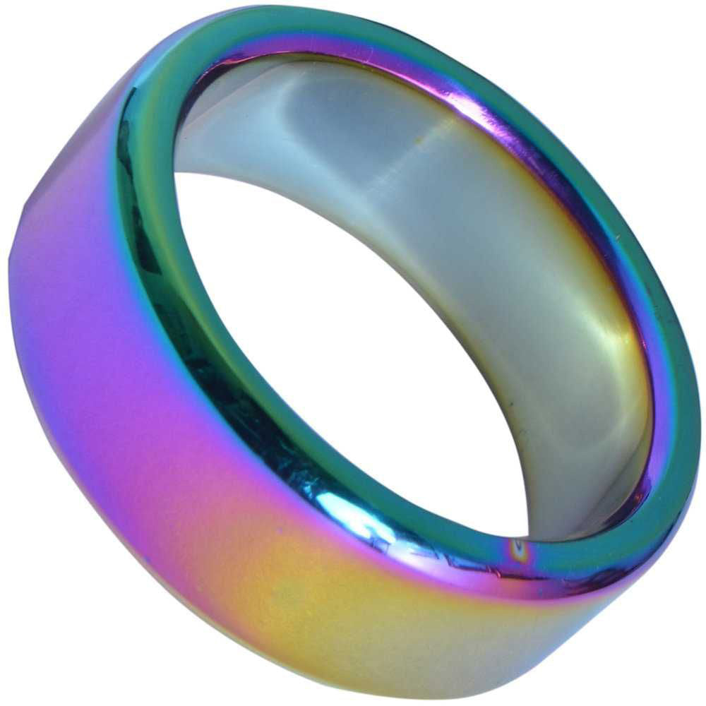 X-Cite Wide Stainless Steel Cock Ring - Rainbow