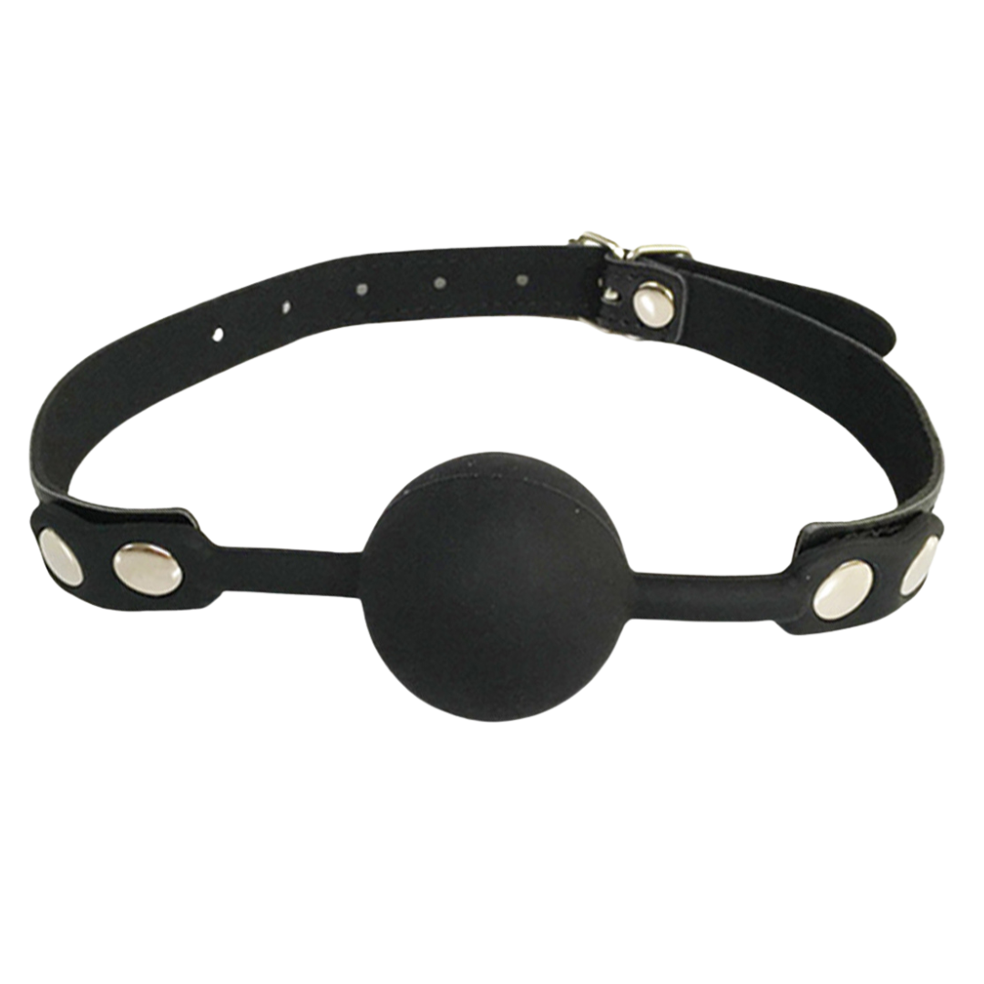 Love In Leather Silicone Ball Gag - Black