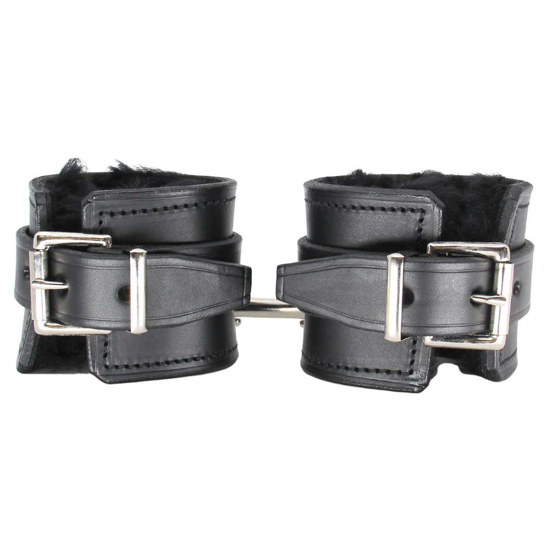 Love In Leather Australian Made Leather Sheepskin Lined Wrist Cuffs Heavy Duty 008