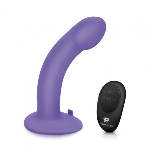 Pegasus Remote Control 6 Inch Curved Realistic Silicone Peg With Harness - Purple