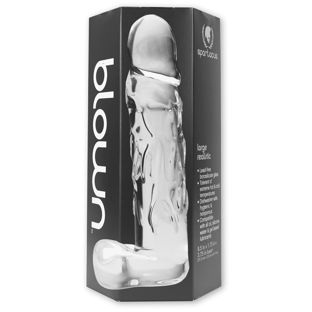 Spartacus Blown Glass 8 Inch Dildo With Balls - Clear
