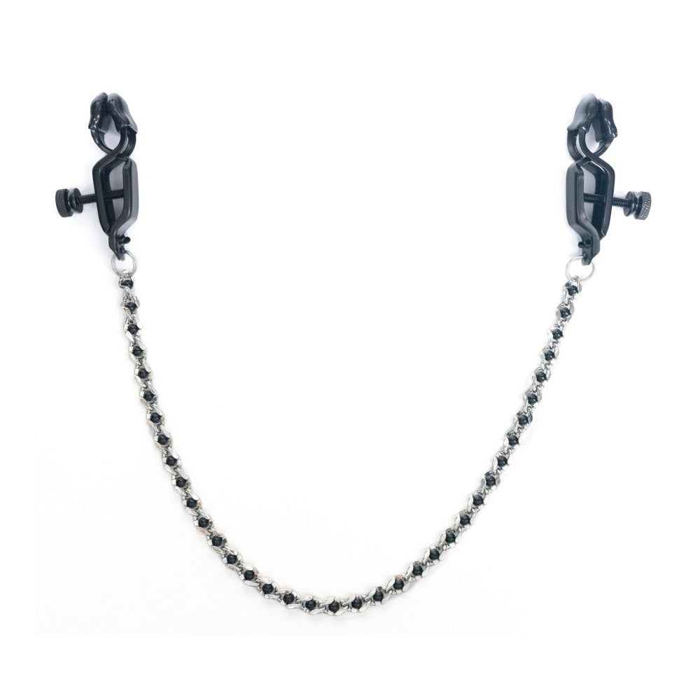 Spartacus Open Wide Nipple Clamps With Beaded Chain - Black