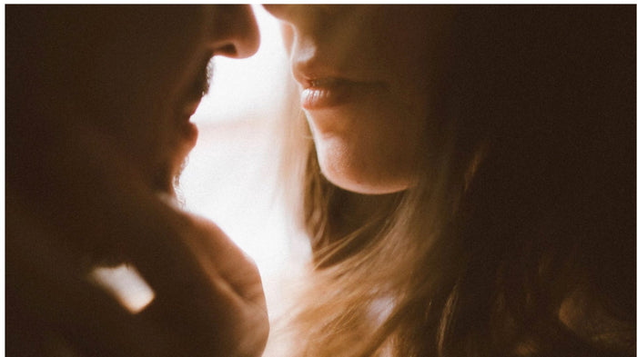 a couple talking closely