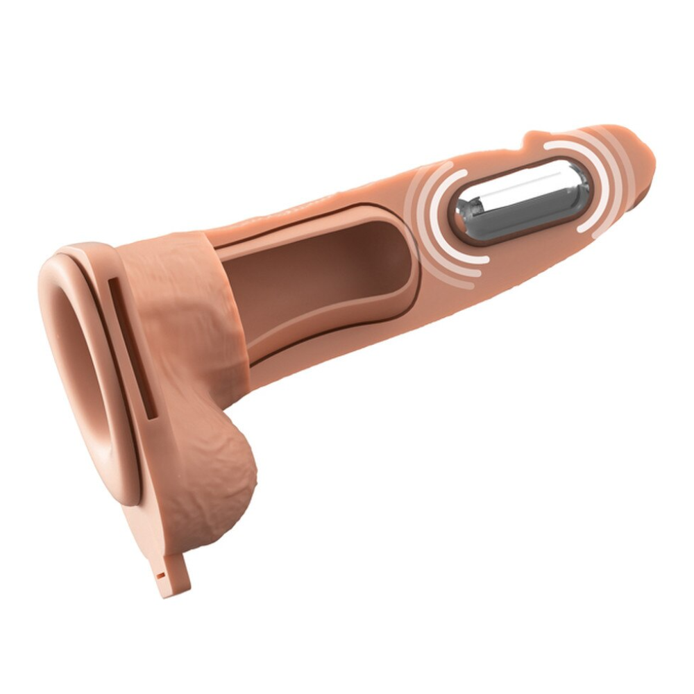 Pipedream Fantasy X-Tensions Elite Vibrating Hollow Silicone Strap-On 6 Inch