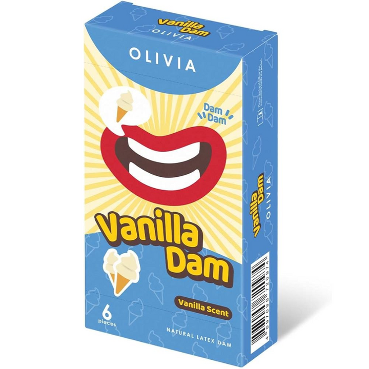 Olivia Vanilla Scent Natural Latex Dams 6 Pack