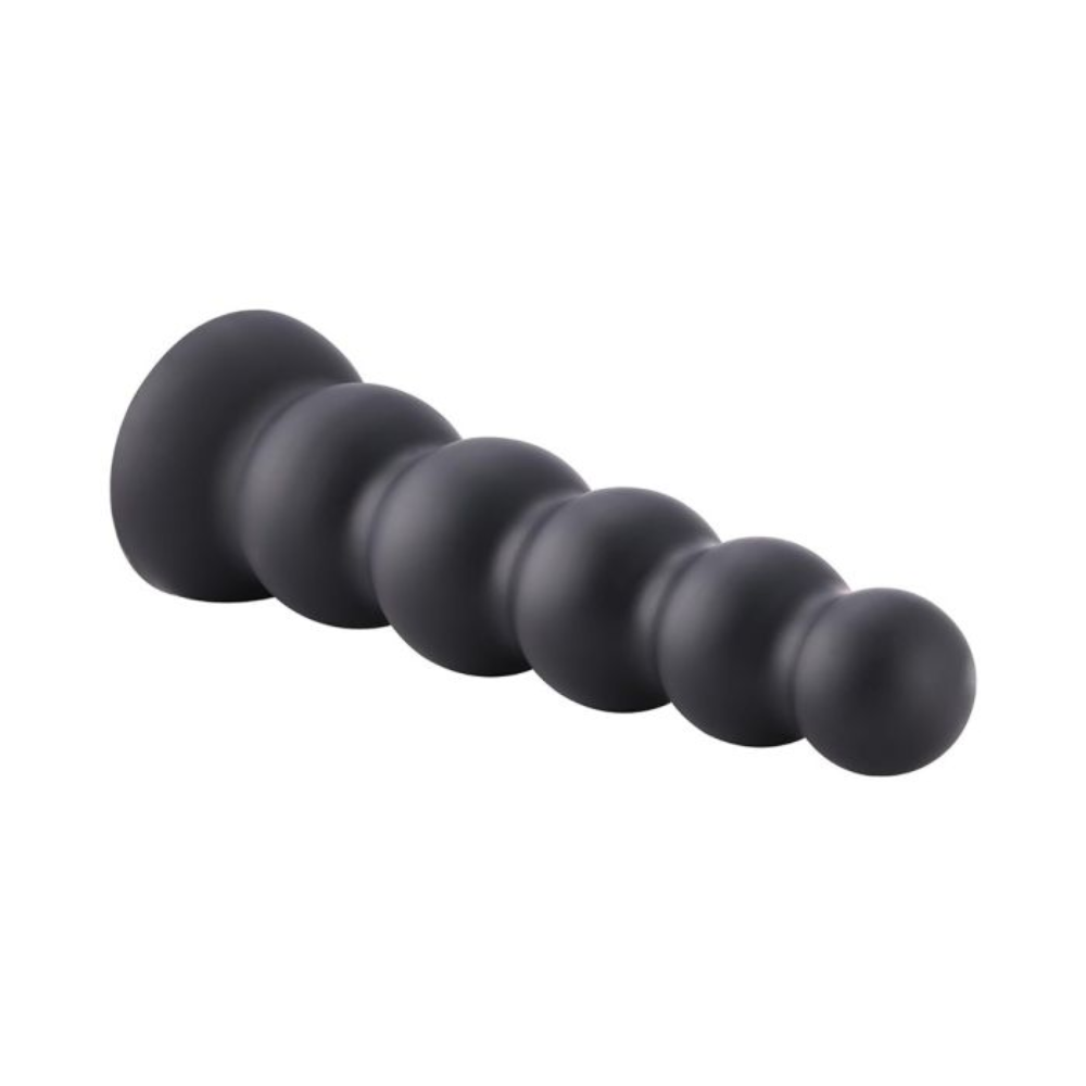 HiSmith 11.8" Silicone Smooth Beaded Anal Butt Plug Black (KlicLok)