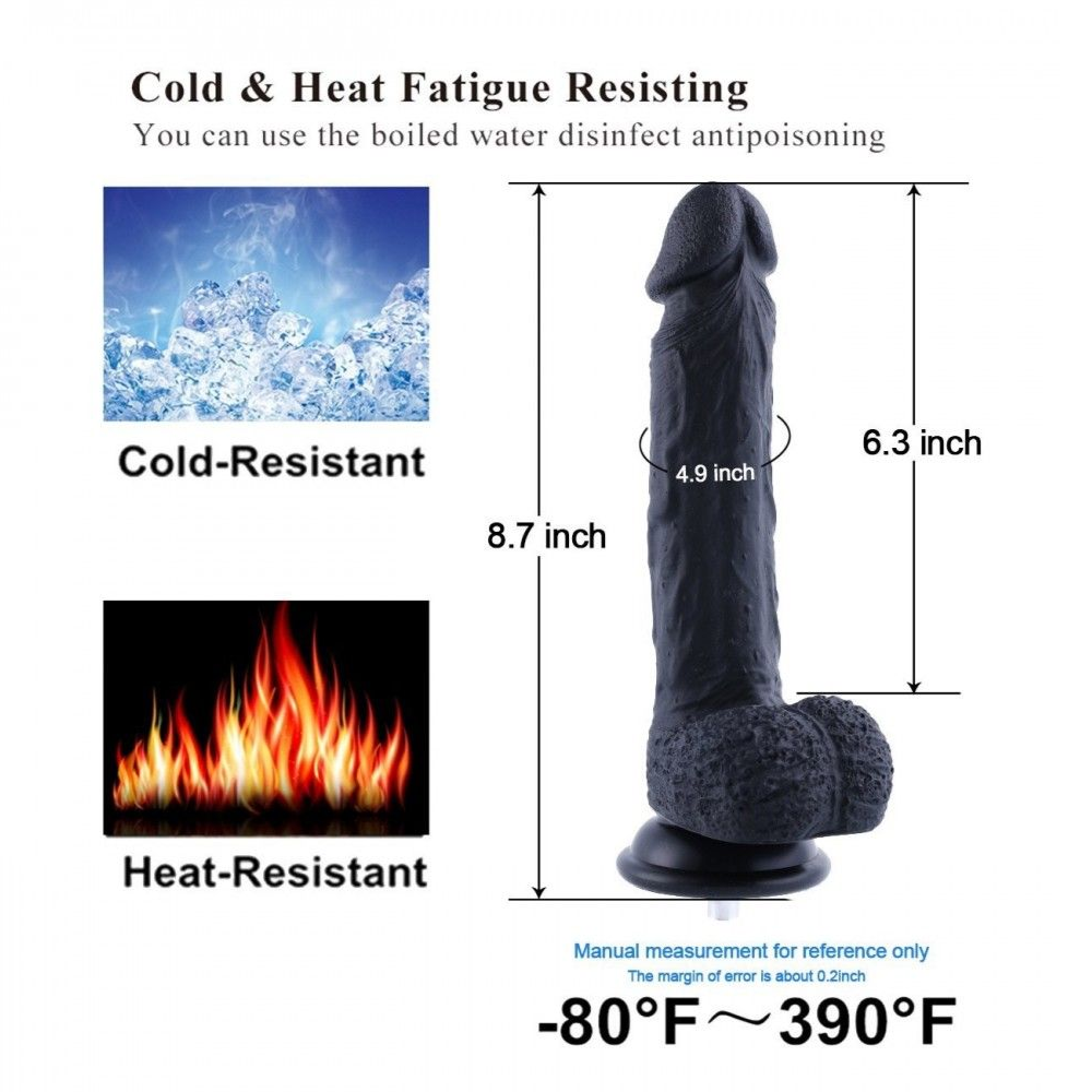 HiSmith 8.7" Silicone Flexible Black Dildo (KlicLok)