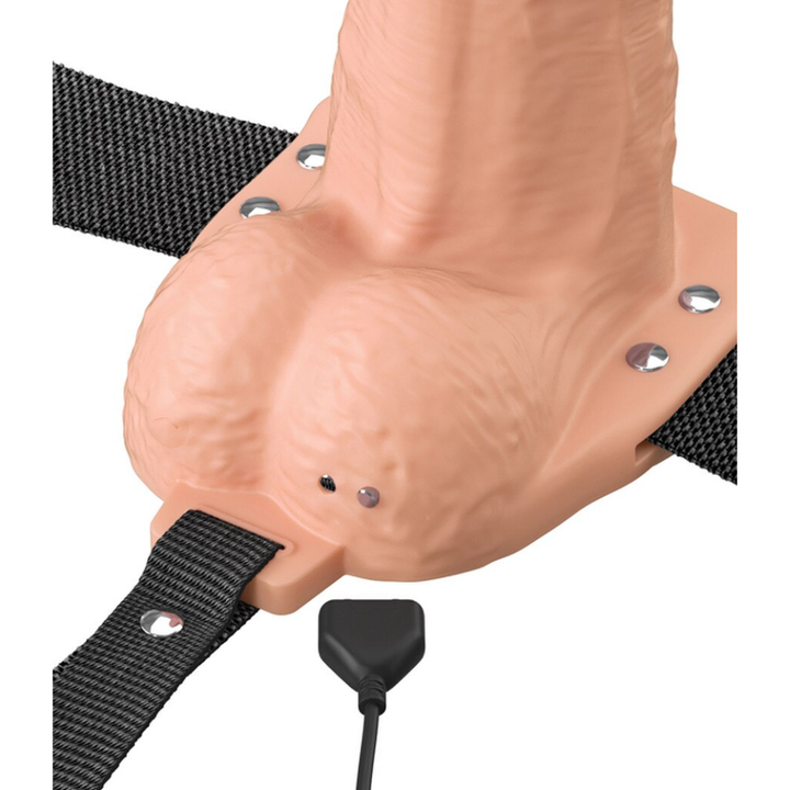 Pipedream Fantasy X-Tensions Elite Vibrating Hollow Silicone Strap-On 8 Inch