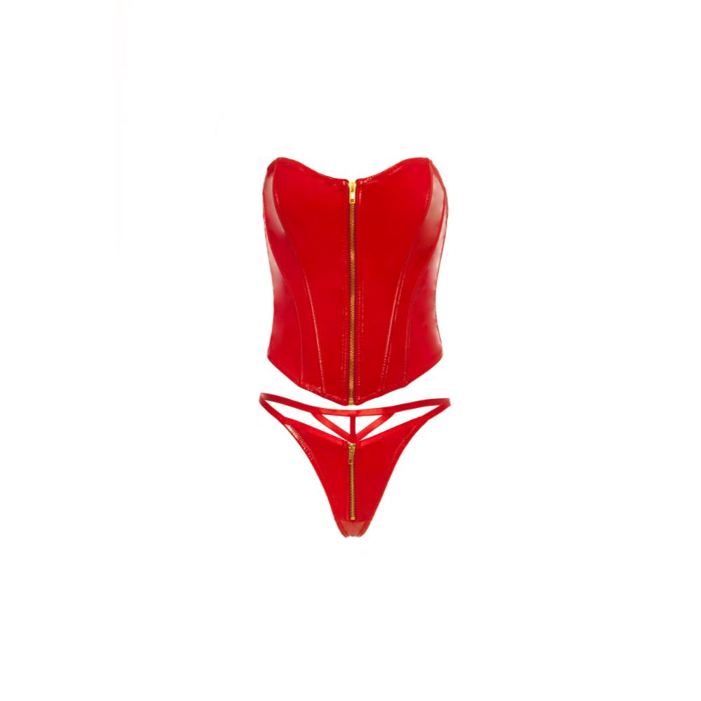 Oh La La Cheri Rider Boned Bustier - Red