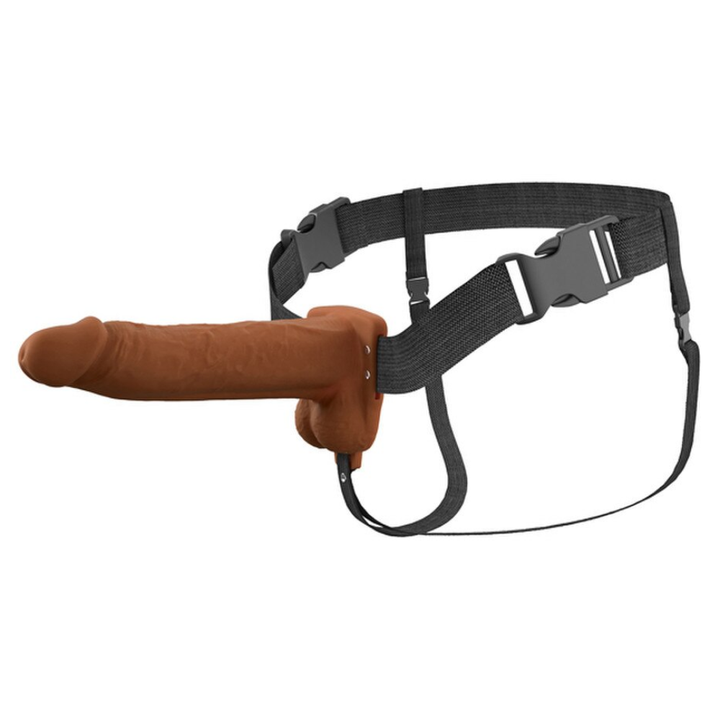 Pipedream Fantasy X-Tensions Elite Vibrating Hollow Silicone Strap-On 8 Inch