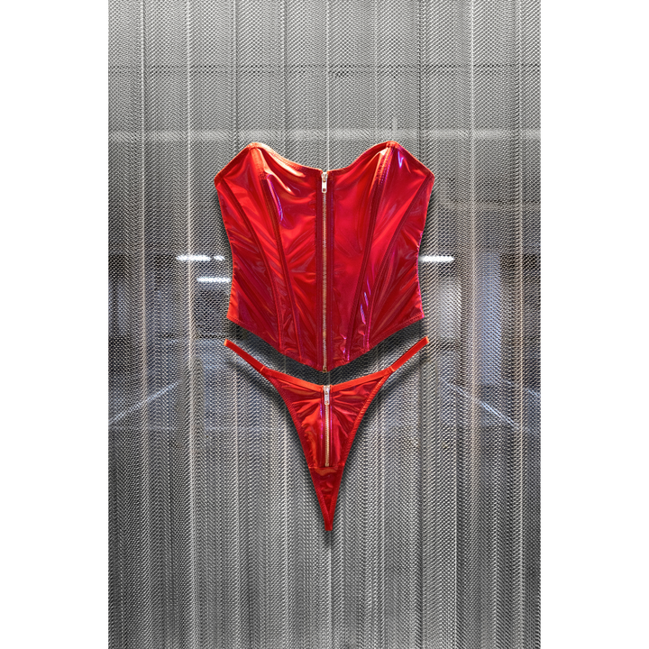 Oh La La Cheri Rider Boned Bustier - Red