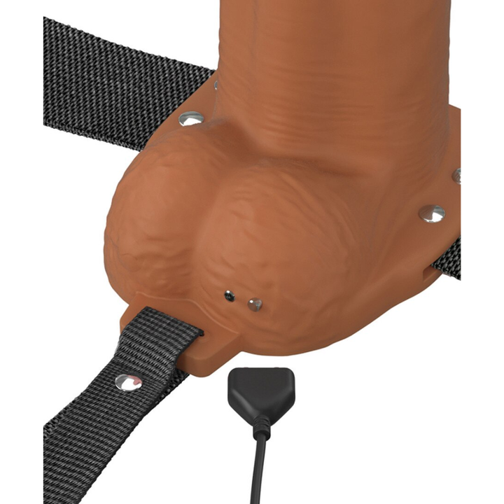 Pipedream Fantasy X-Tensions Elite Vibrating Hollow Silicone Strap-On 8 Inch