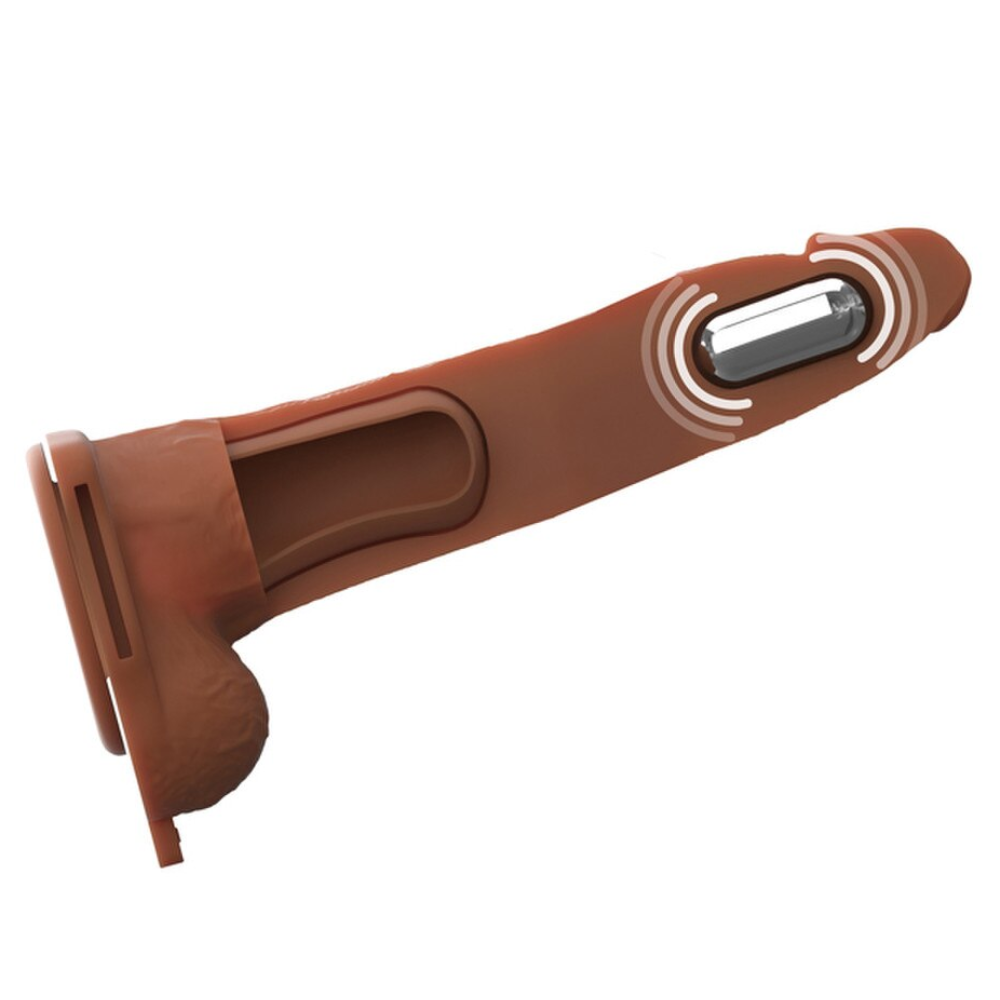 Pipedream Fantasy X-Tensions Elite Vibrating Hollow Silicone Strap-On 8 Inch