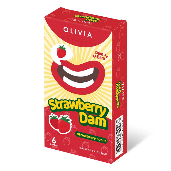 Olivia Strawberry Scent Natural Latex Dams 6 Pack