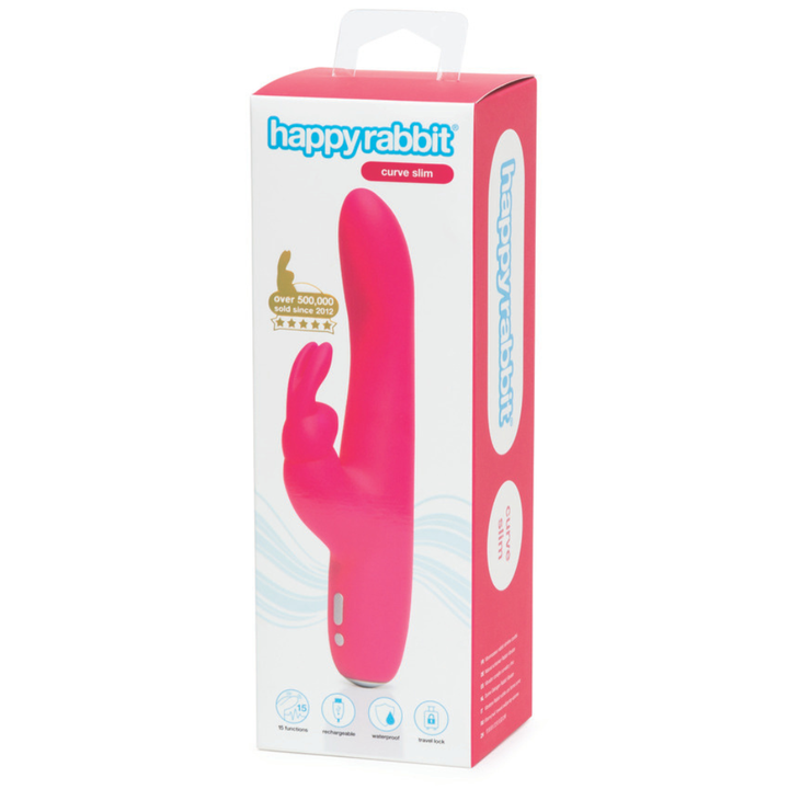 Happy Rabbit Slimline Curve Rechargeable Rabbit Vibrator - Pink