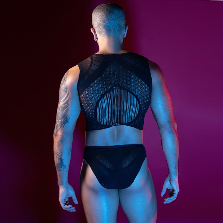 Love In Leather Stripe Singlet & Brief Set