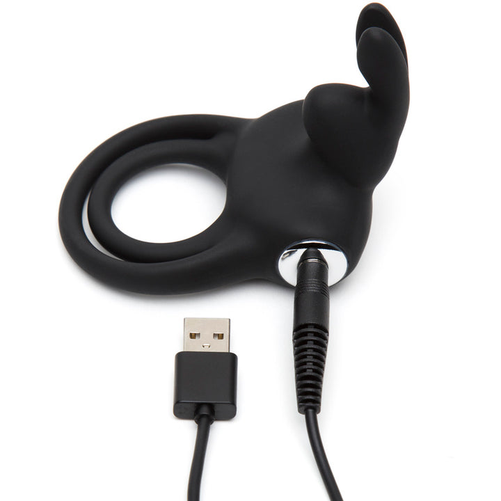 Happy Rabbit Stimulating Rechargeable Rabbit Cock Ring  - Black