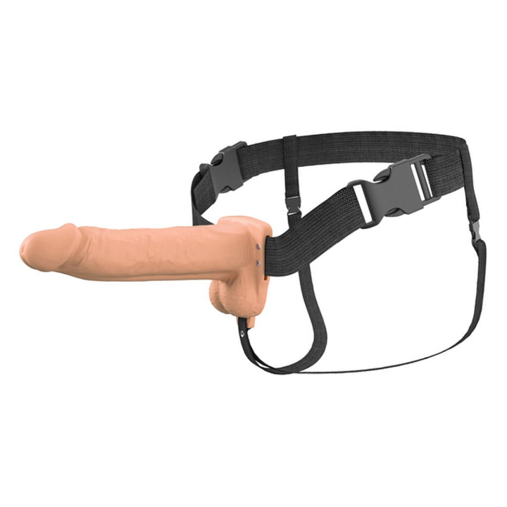 Pipedream Fantasy X-Tensions Elite Vibrating Hollow Silicone Strap-On 8 Inch