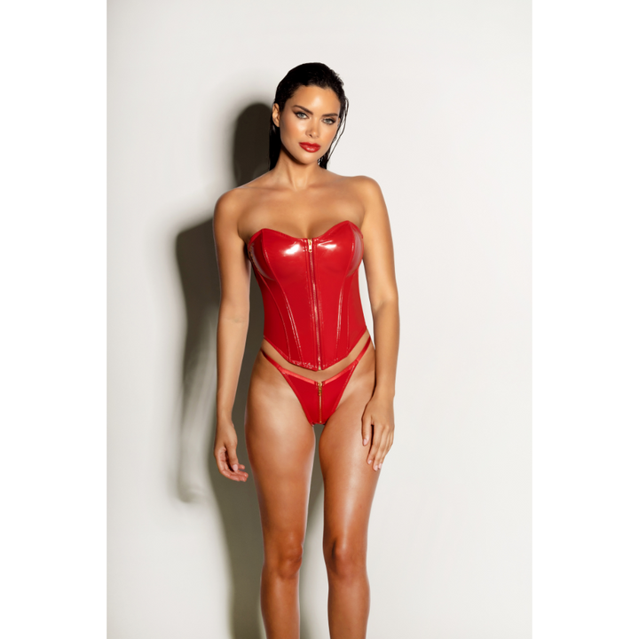 Oh La La Cheri Rider Boned Bustier - Red