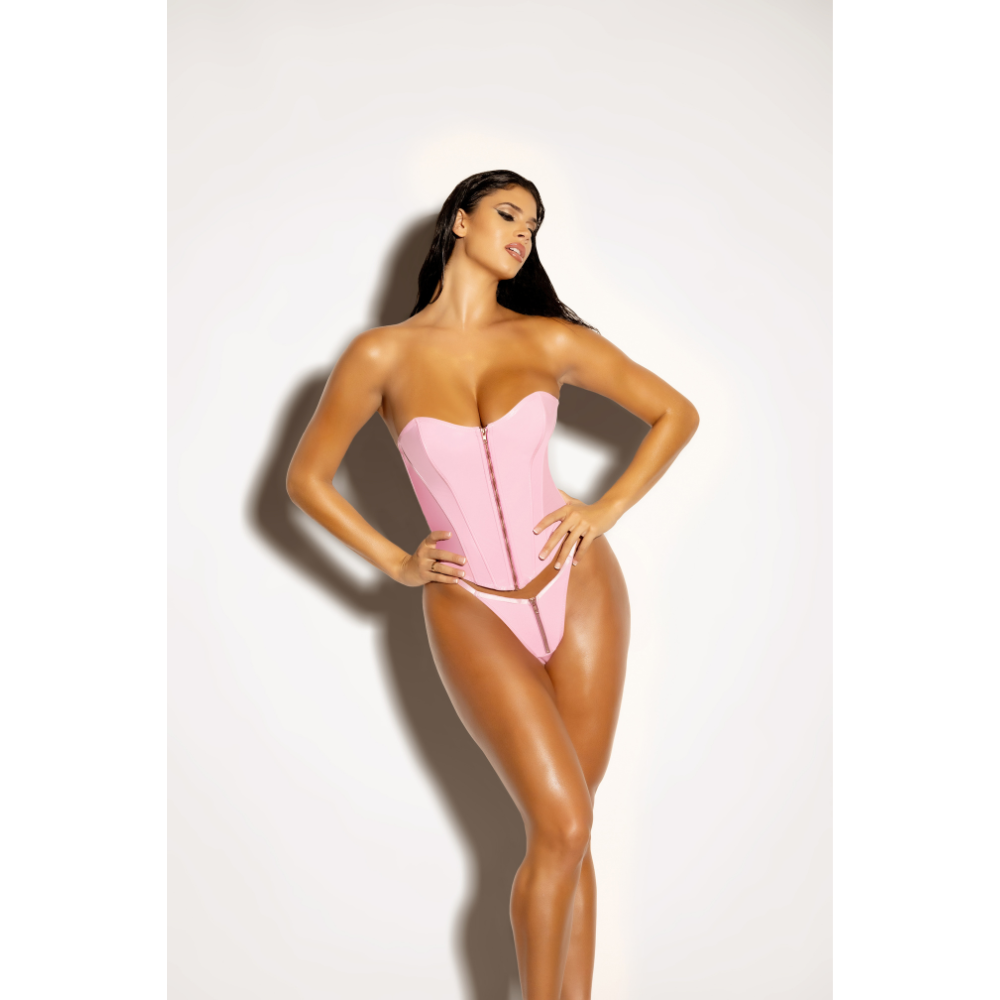 Oh La La Cheri Rider Boned Bustier - Pink