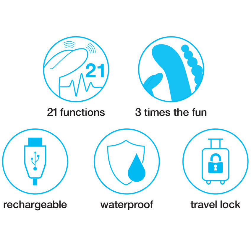 Happy Rabbit Triple Curve Rechargeable Rabbit Vibrator - Black