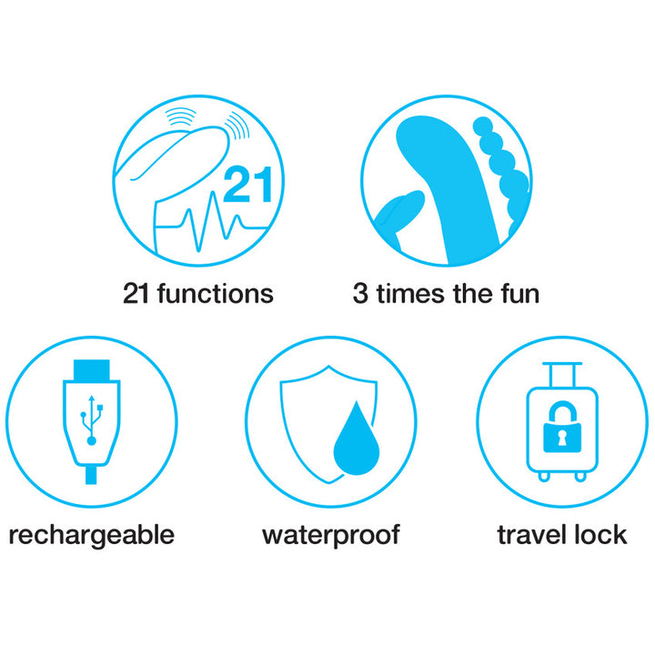 Happy Rabbit Triple Curve Rechargeable Rabbit Vibrator - Black