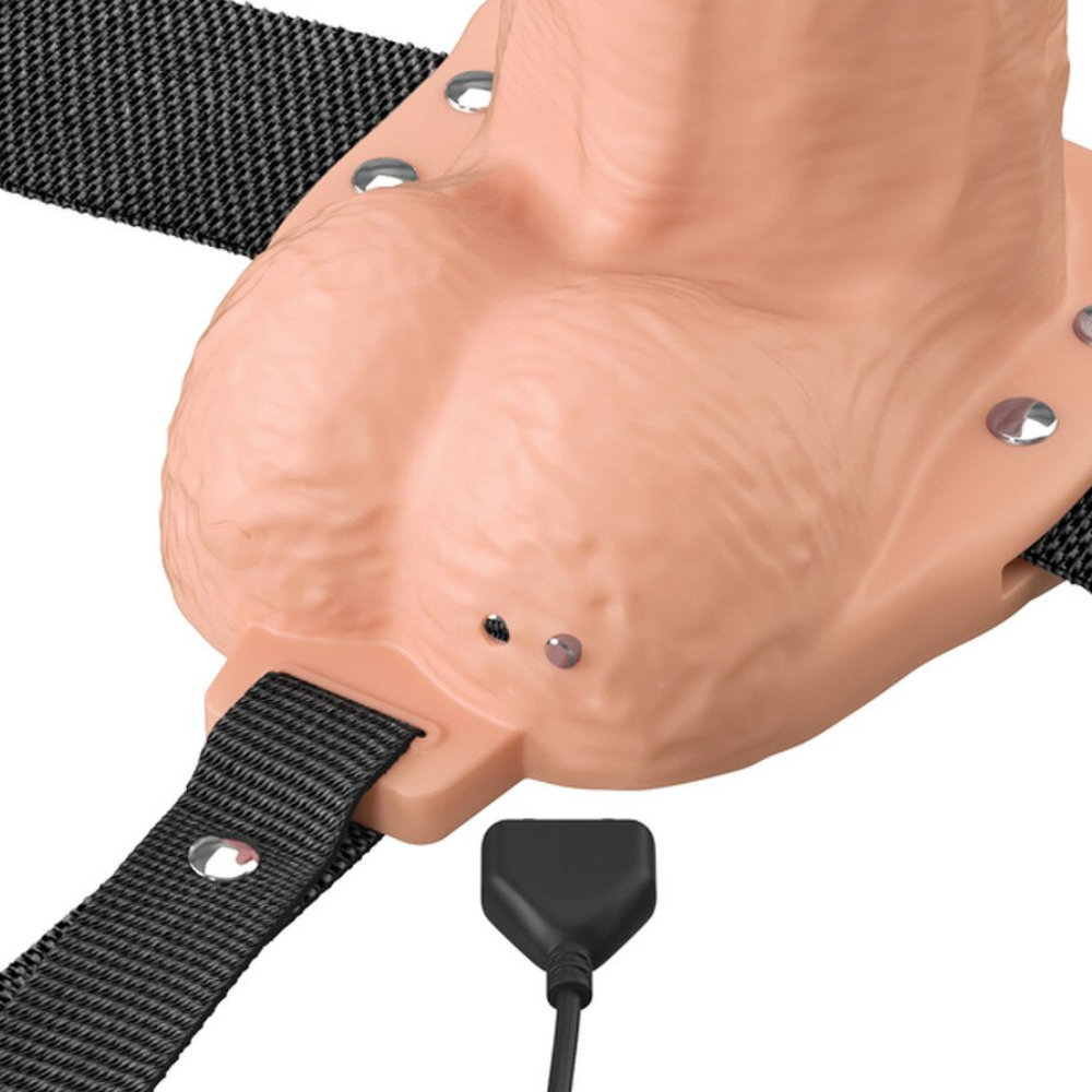 Pipedream Fantasy X-Tensions Elite Vibrating Hollow Silicone Strap-On 6 Inch