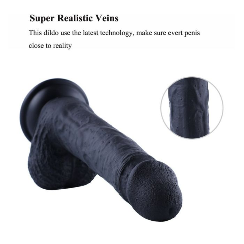 HiSmith 8.7" Silicone Flexible Black Dildo (KlicLok)