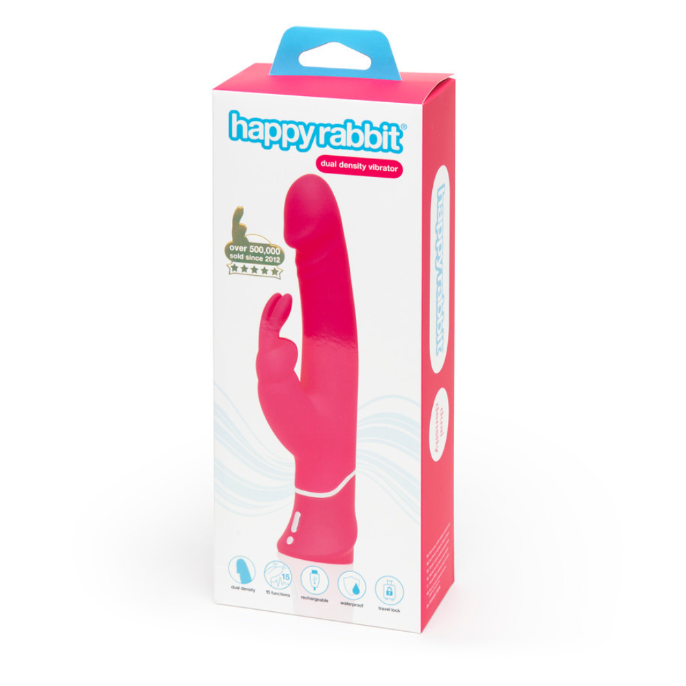 Happy Rabbit Realistic Dual-Density Rechargeable Rabbit Vibrator - Pink