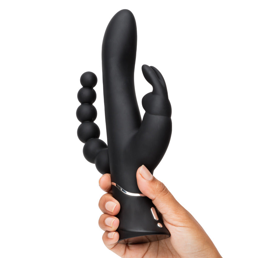 Happy Rabbit Triple Curve Rechargeable Rabbit Vibrator - Black