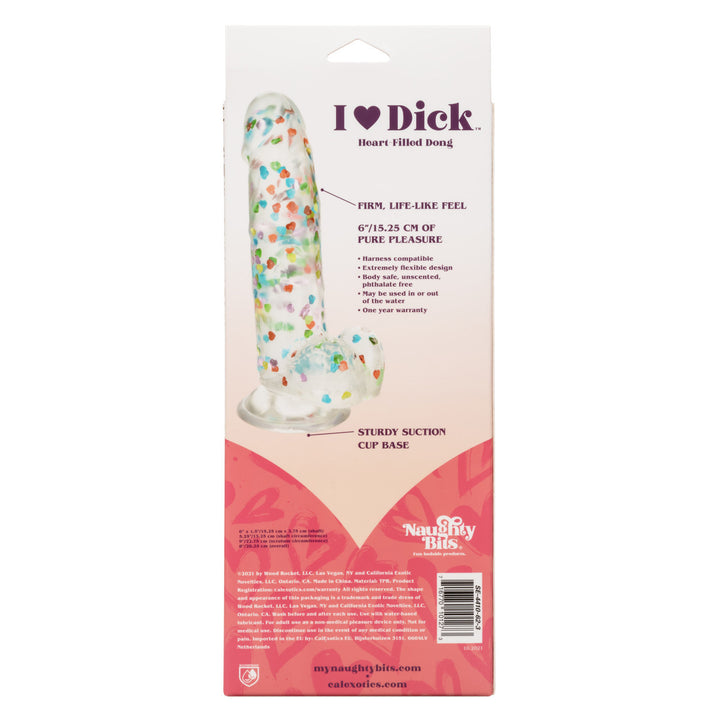 Calexotics Naughty Bits I Love Dick Heart-filled Dong - Clear