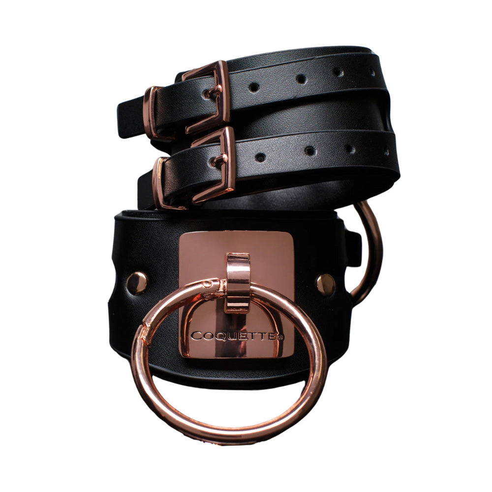 Coquette Vegan Leather Handcuffs - Black