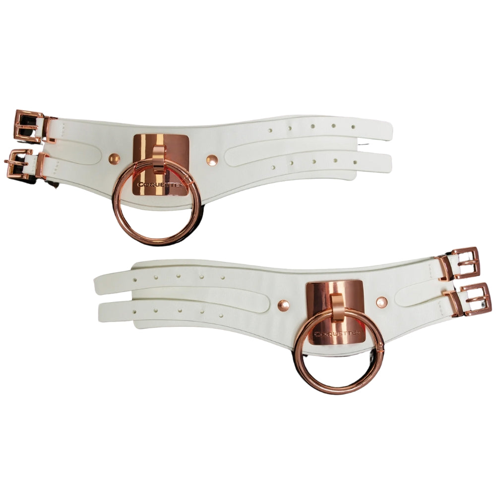 Coquette Vegan Leather Handcuffs - White