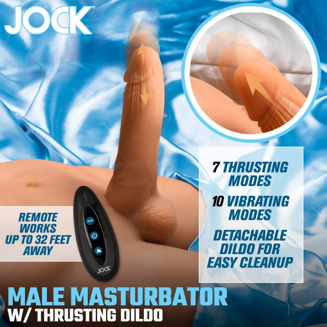 Curve Toys Jock Male Masturbator With Thrusting Dildo - Light