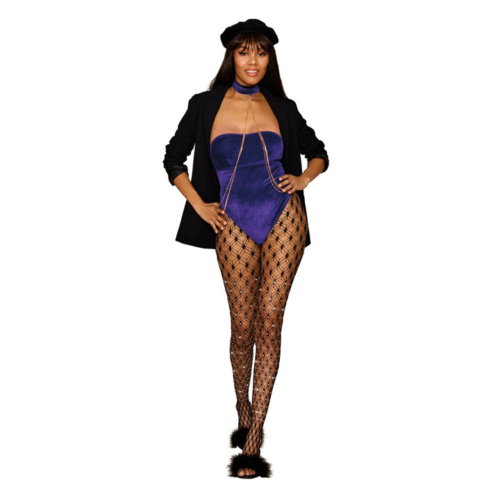 Dreamgirl Geometric Fence Net Pantyhose with Rhinestone Embellishment Black - 0467