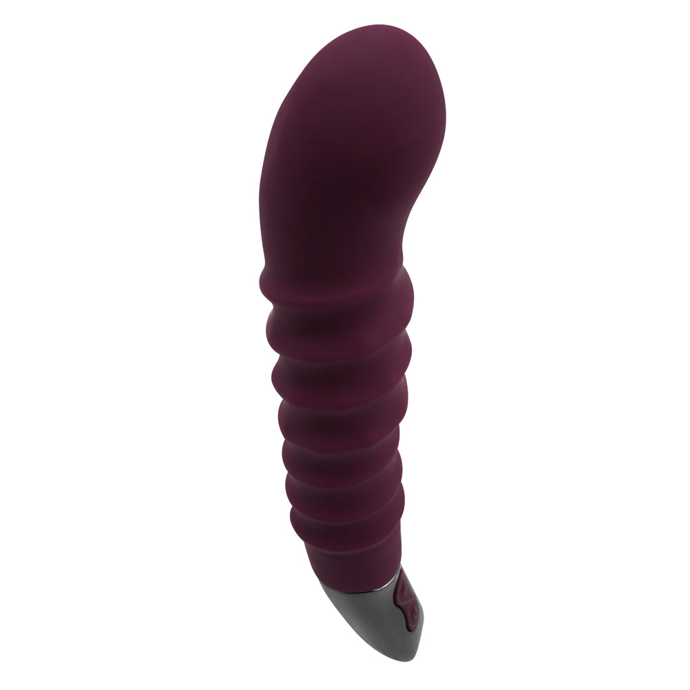 Excellent Power Titanz Rotating Ribbed Beaded G-Spot Vibrator - Rubine Red