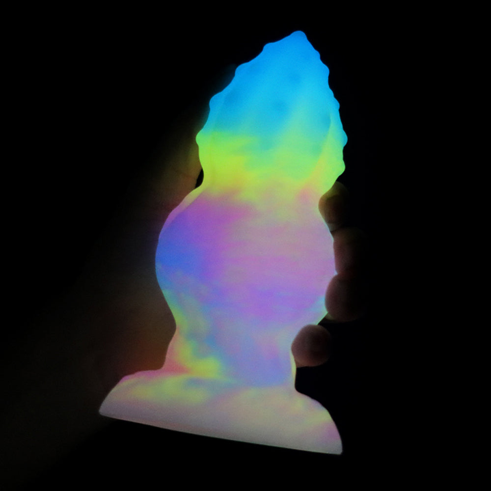 Fantasy Octopus Egg Platinum Silicone Plug 4.3 Inch - Glow In The Dark