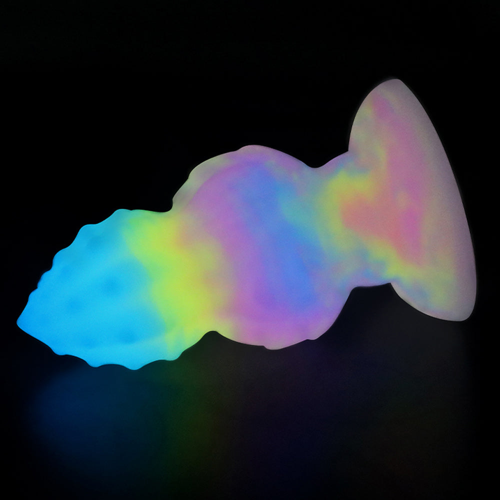 Fantasy Octopus Egg Platinum Silicone Plug 4.3 Inch - Glow In The Dark