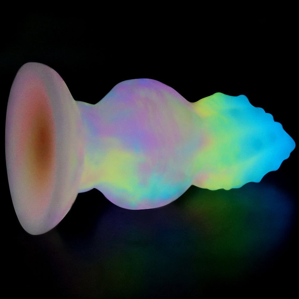 Fantasy Octopus Egg Platinum Silicone Plug 4.3 Inch - Glow In The Dark