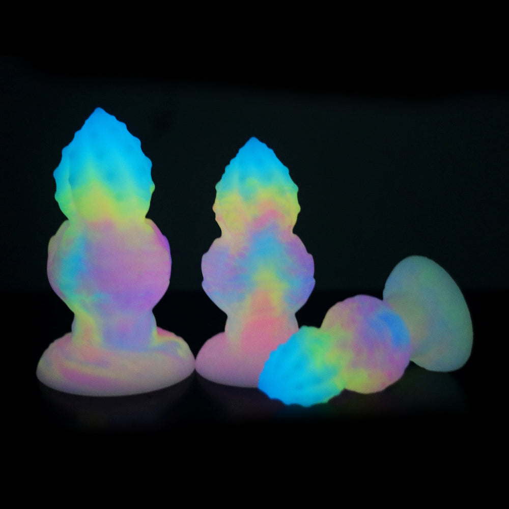 Fantasy Octopus Egg Platinum Silicone Plug 4.3 Inch - Glow In The Dark