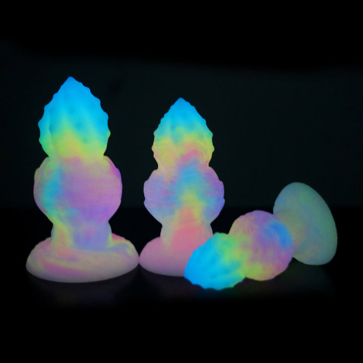 Fantasy Octopus Egg Platinum Silicone Plug 4.3 Inch - Glow In The Dark