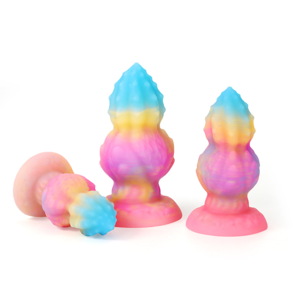 Fantasy Octopus Egg Platinum Silicone Plug 4.3 Inch - Glow In The Dark