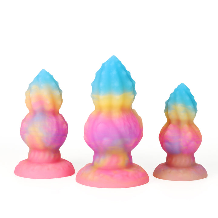 Fantasy Octopus Egg Platinum Silicone Plug 4.3 Inch - Glow In The Dark