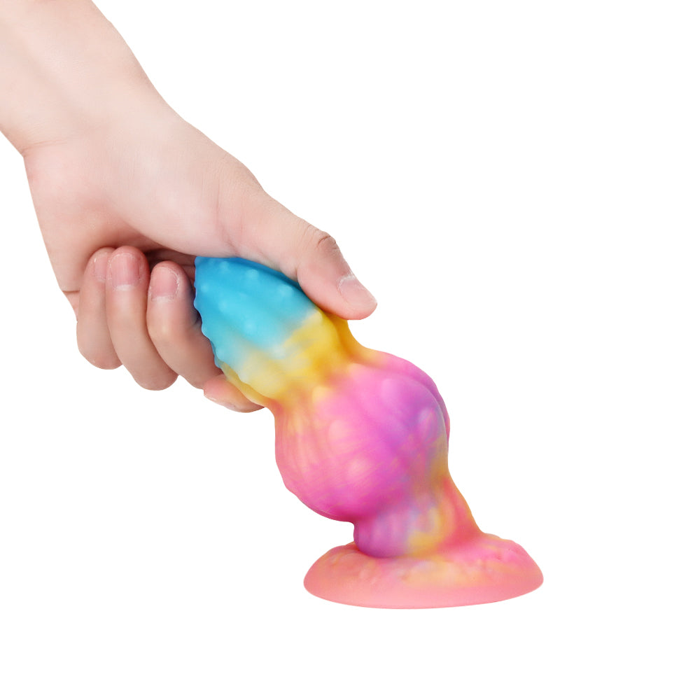 Fantasy Octopus Egg Platinum Silicone Plug 4.3 Inch - Glow In The Dark