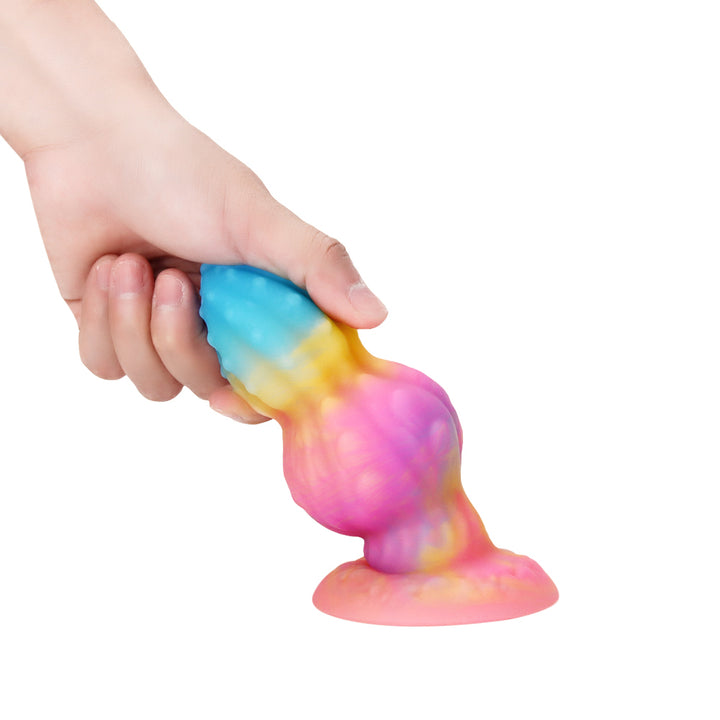 Fantasy Octopus Egg Platinum Silicone Plug 4.3 Inch - Glow In The Dark