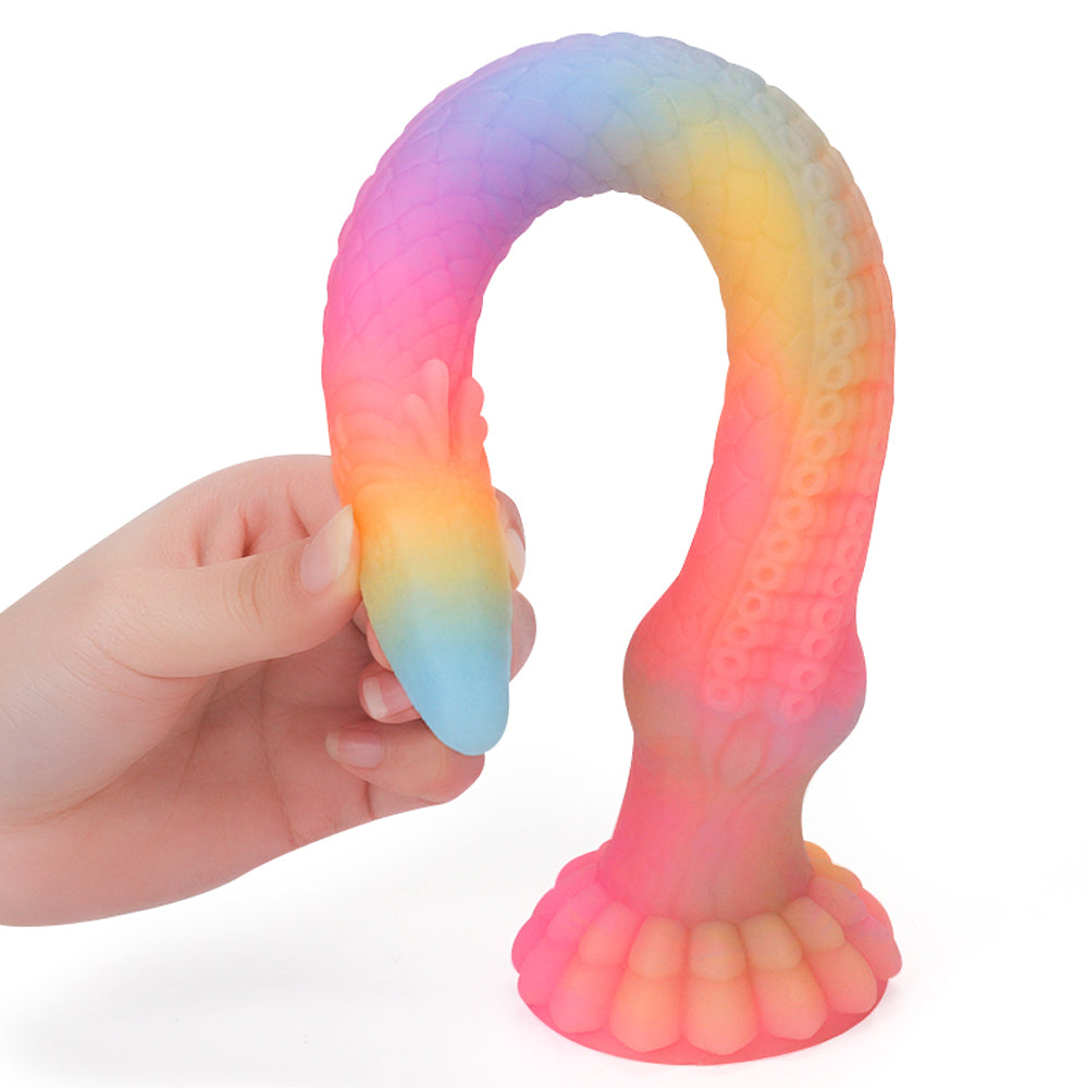 Fantasy Octopussy Platinum Silicone Dildo 12.2 Inch - Glow In The Dark